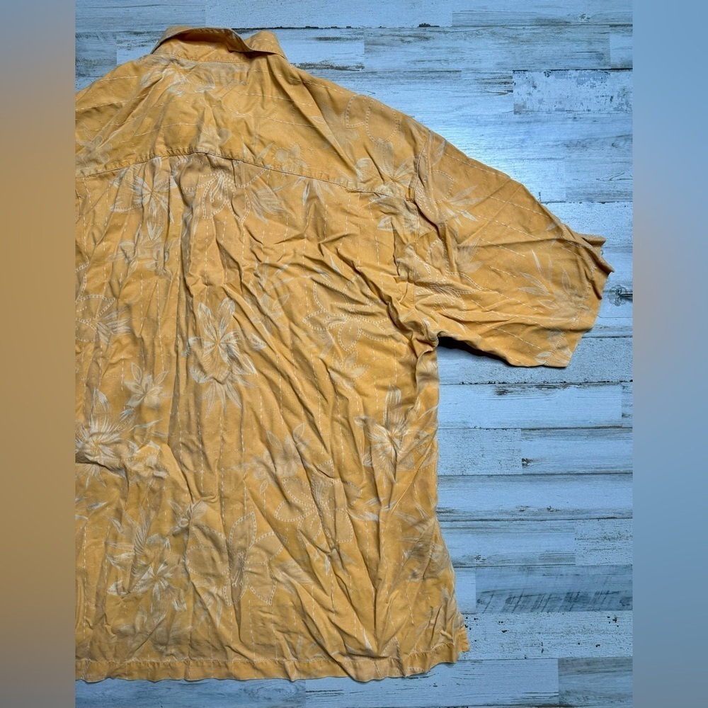 Tommy Bahama Mens XL 100% Silk Hawaiian Shirt Orange - Picture 8 of 9